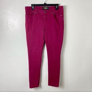 Lucky Brand Womens 10 Solid Dark Pink Red Lolita Skinny Jeans